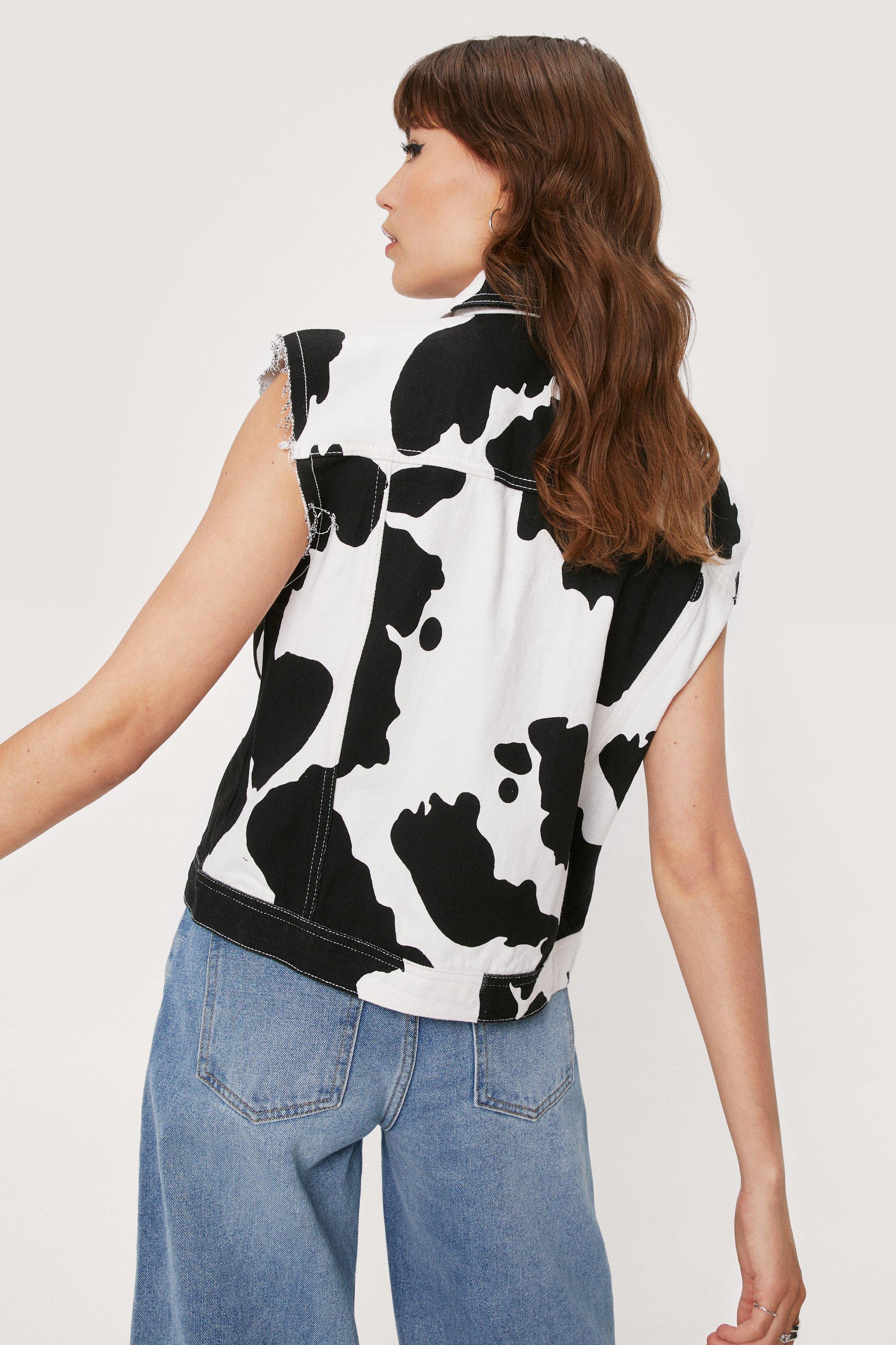 Cow print hot sale jean jacket